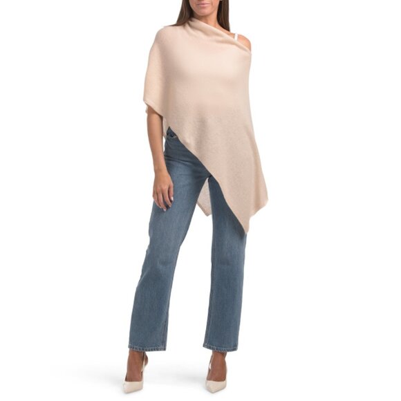 RACHEL ZOE Marzipan Cashmere Pointed Topper Poncho - Picture 1 of 2